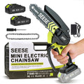SEESE Brushless Mini ChainSaw - Portable Electric Cordless Saw for Wood Cutting, Batteries (2000mAh) ,Pruning, Gardening, Camping - Suitable for Seniors, Women