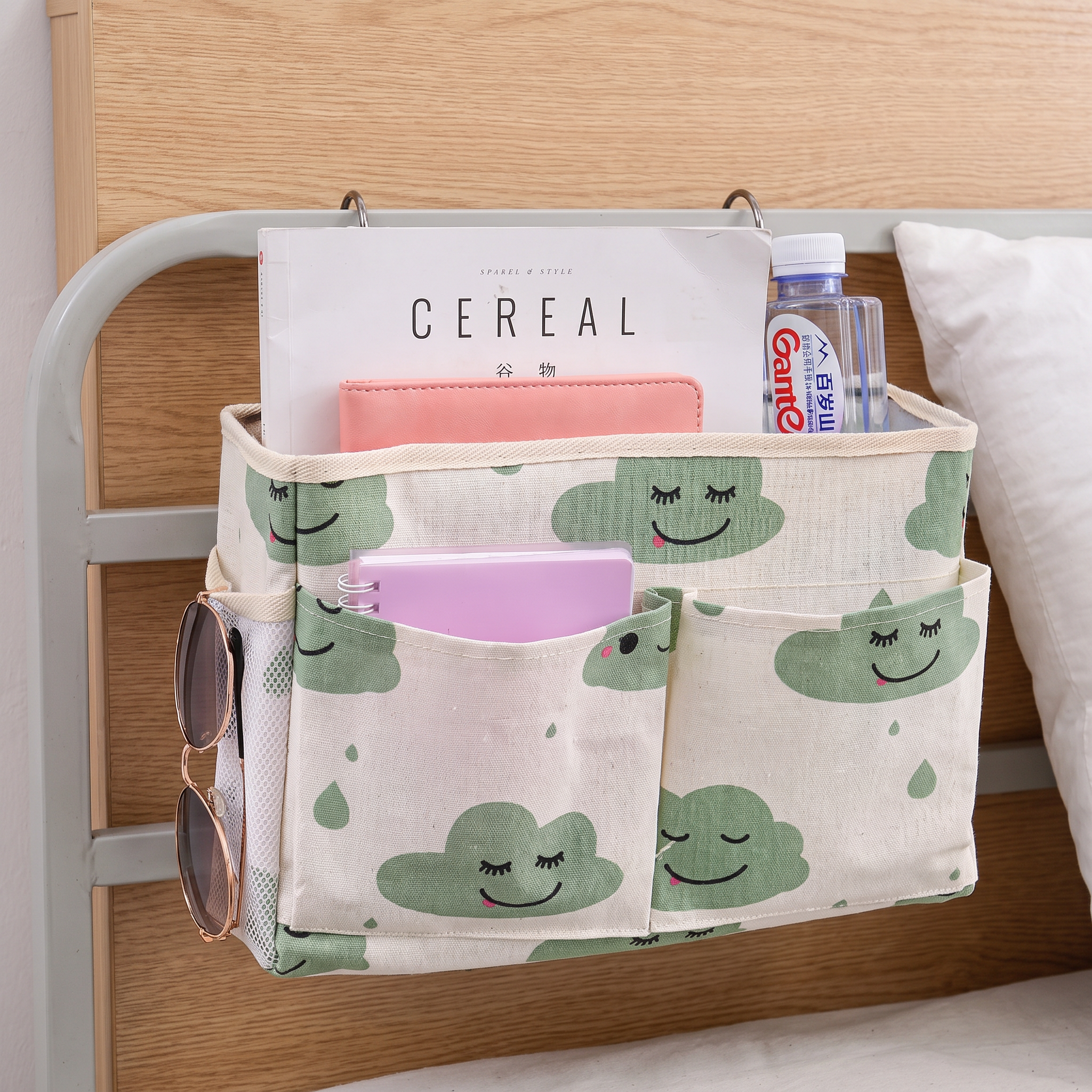 Bedside Fence Storage Box Basket Hanging Bag