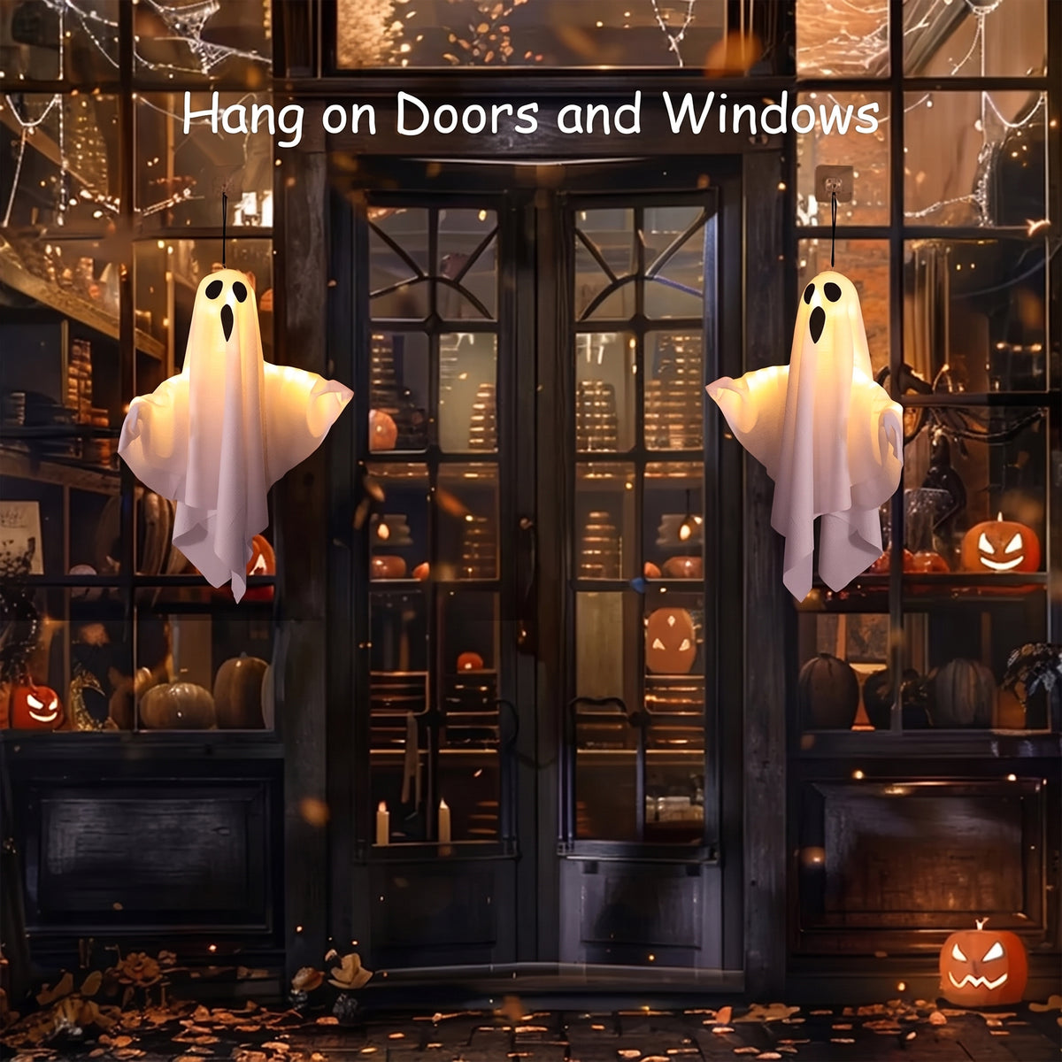 Hanging Ghost Lights - Warm LED Porch Decor