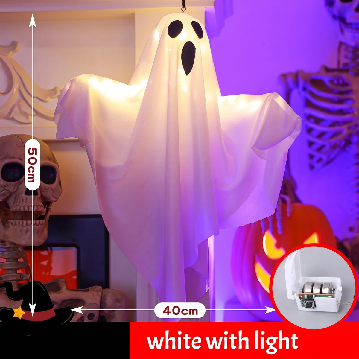 Hanging Ghost Lights - Warm LED Porch Decor