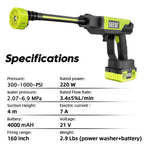 SEESE Cordless Pressure Washer and Single Port Charger Base, Bottle Portable Washer for Car,Home Cleaning & Garden Watering