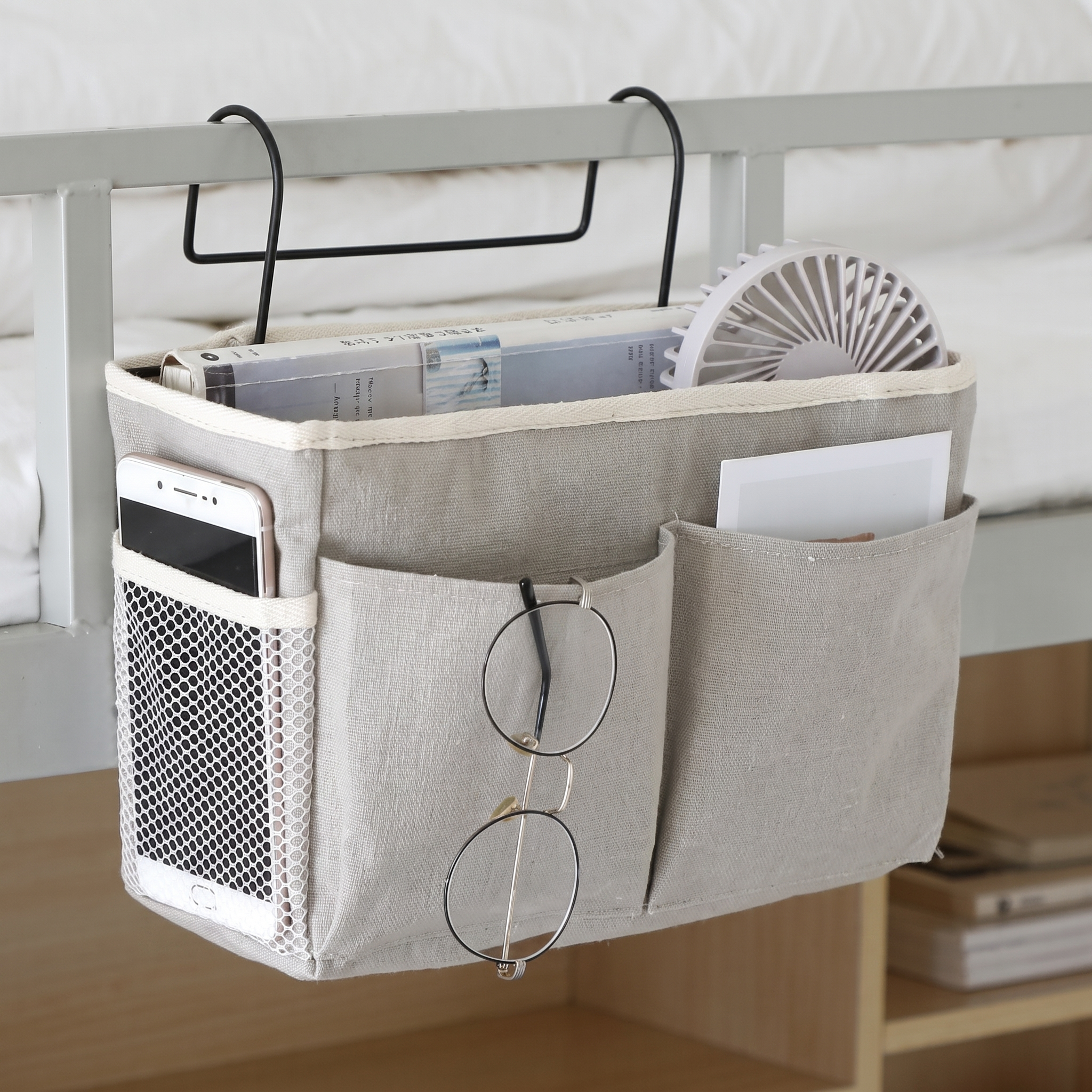 Bedside Fence Storage Box Basket Hanging Bag