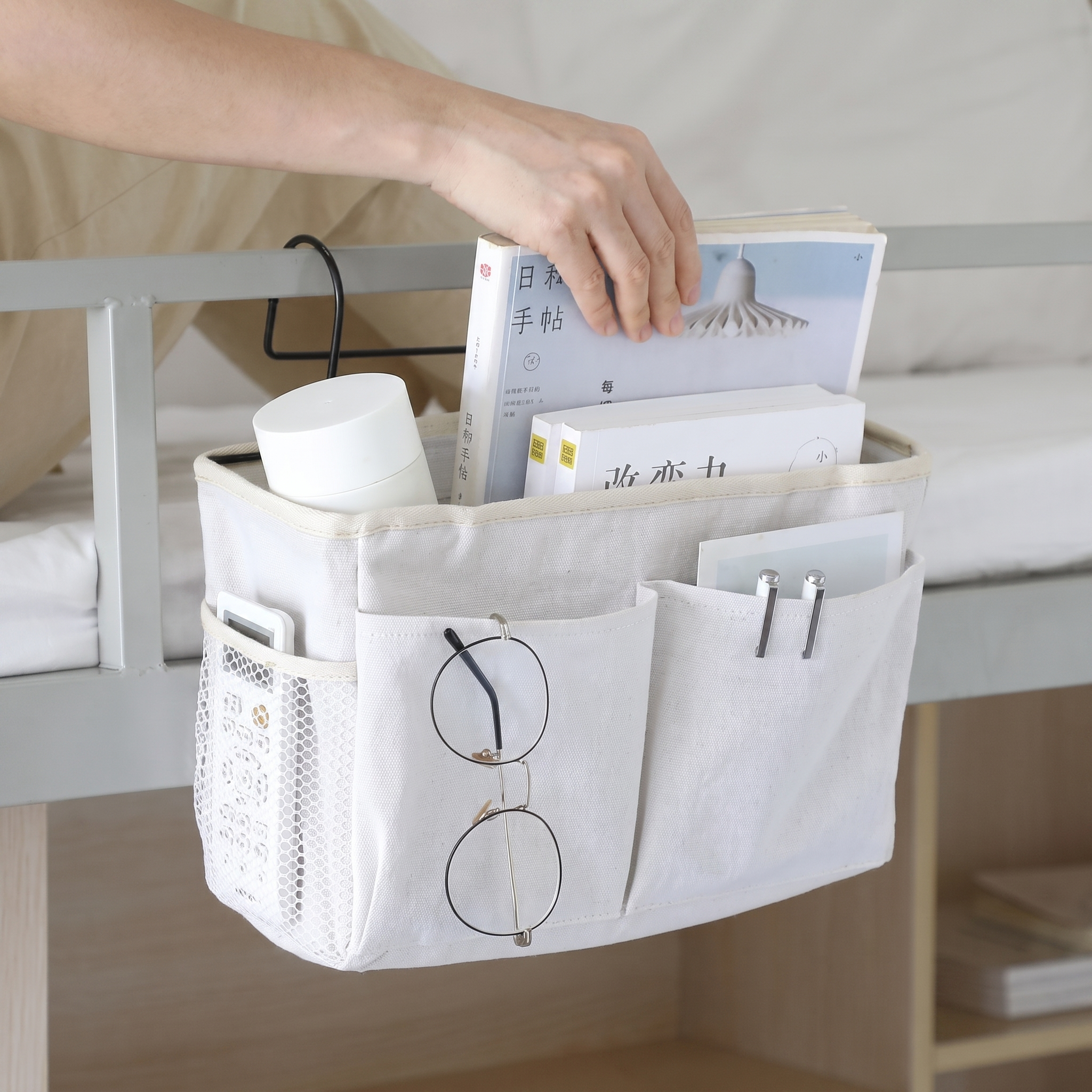Bedside Fence Storage Box Basket Hanging Bag