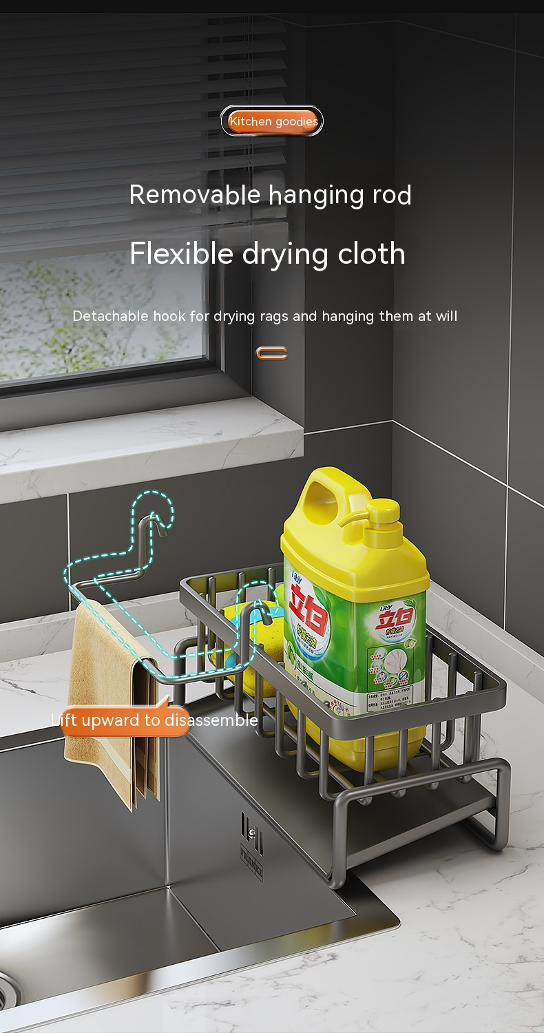 Multifunctional Kitchen Sink Organizer with Draining Rack