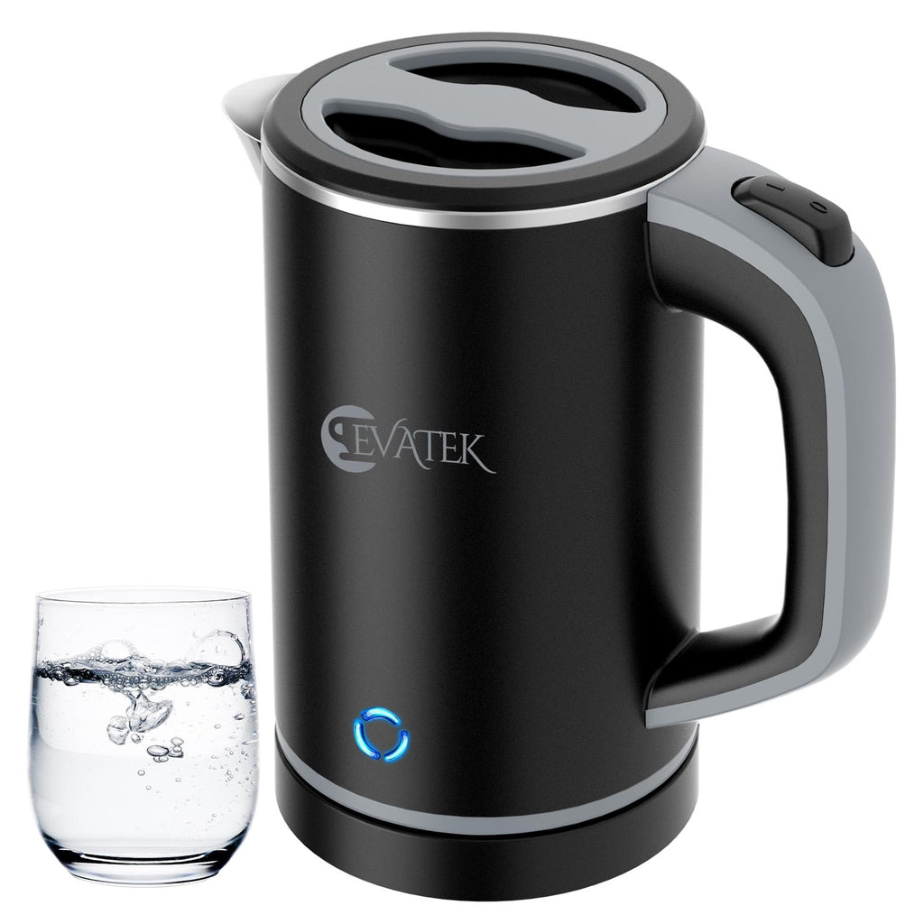 EVATEK Small Electric Kettle Travel Mini Hot Water Boiler Heater 304 Stainless Steel 0.8L Portable Electric Kettles for Boiling Water 5 Mins Coffee Kettle Travel Teapot with Auto Shut-Off