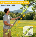 SEESE 2-in-1 Brushless Mini Chainsaw, 8" Electric Telescopic Pruner with 2×21V Batteries, 60° Adjustable Head and Shoulder Strap, Max Reach 15ft