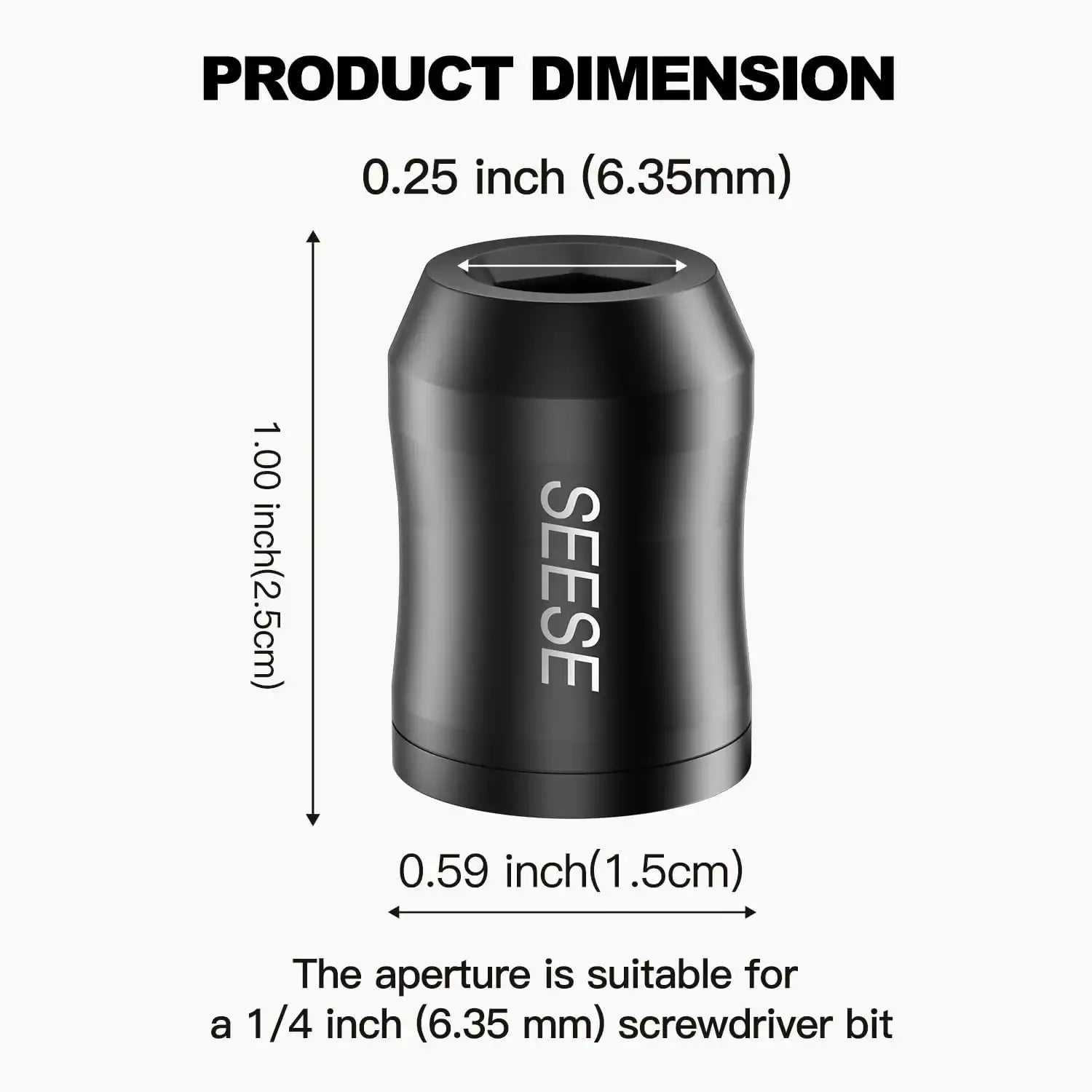 SEESE Strong Magnetic Screw Ring: 1/4 Inch/ 6.35 mm Universal Magnetic Screw Holder - Removable Magnetic Screwdriver Drill Bit Holder for Hex Screwdriver and Power Bits(2 Pcs)