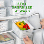 5 Pack Fruit Storage Containers for Fridge Produce Saver w/ Removable Colander