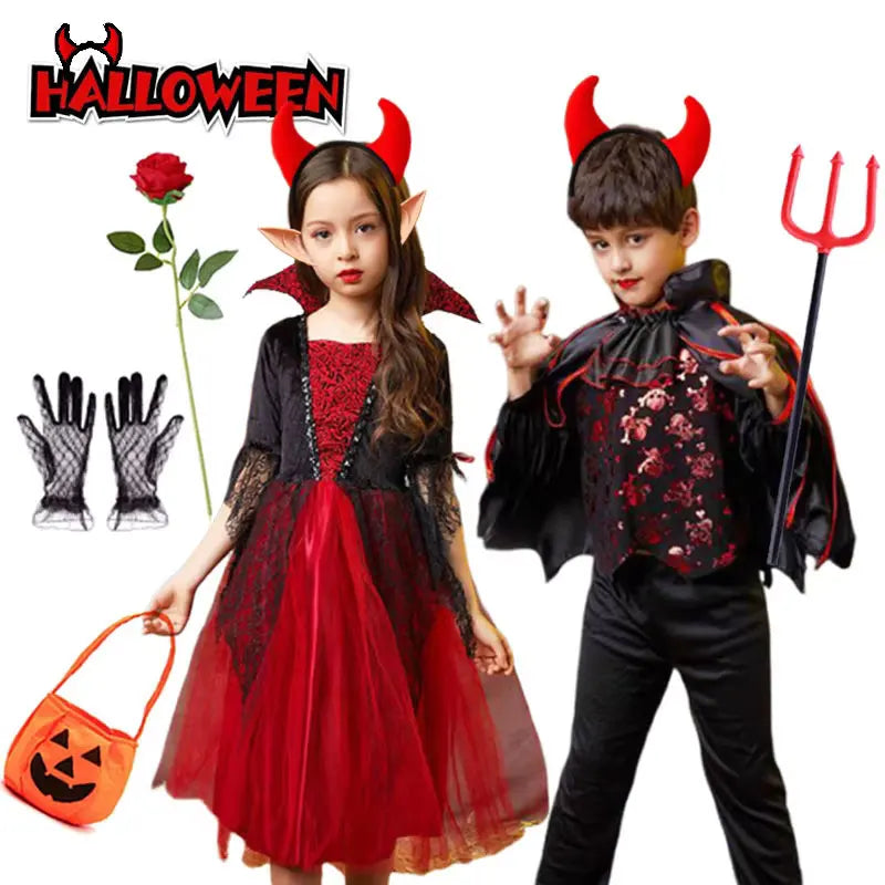kids-vampire-devil-costume-set-boys-girls-red-black-zaranss-mart