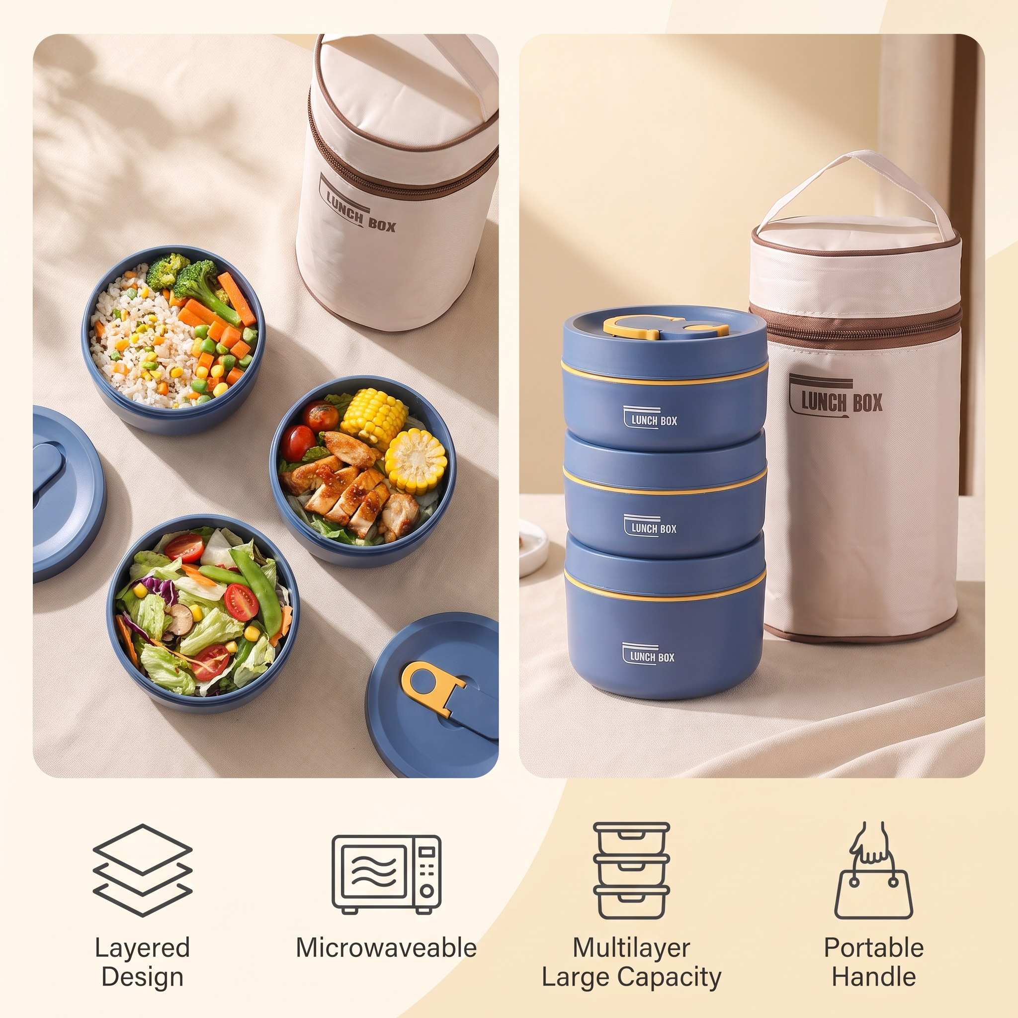 Portable Self-Heating Japanese Thermal Insulation Lunch Box