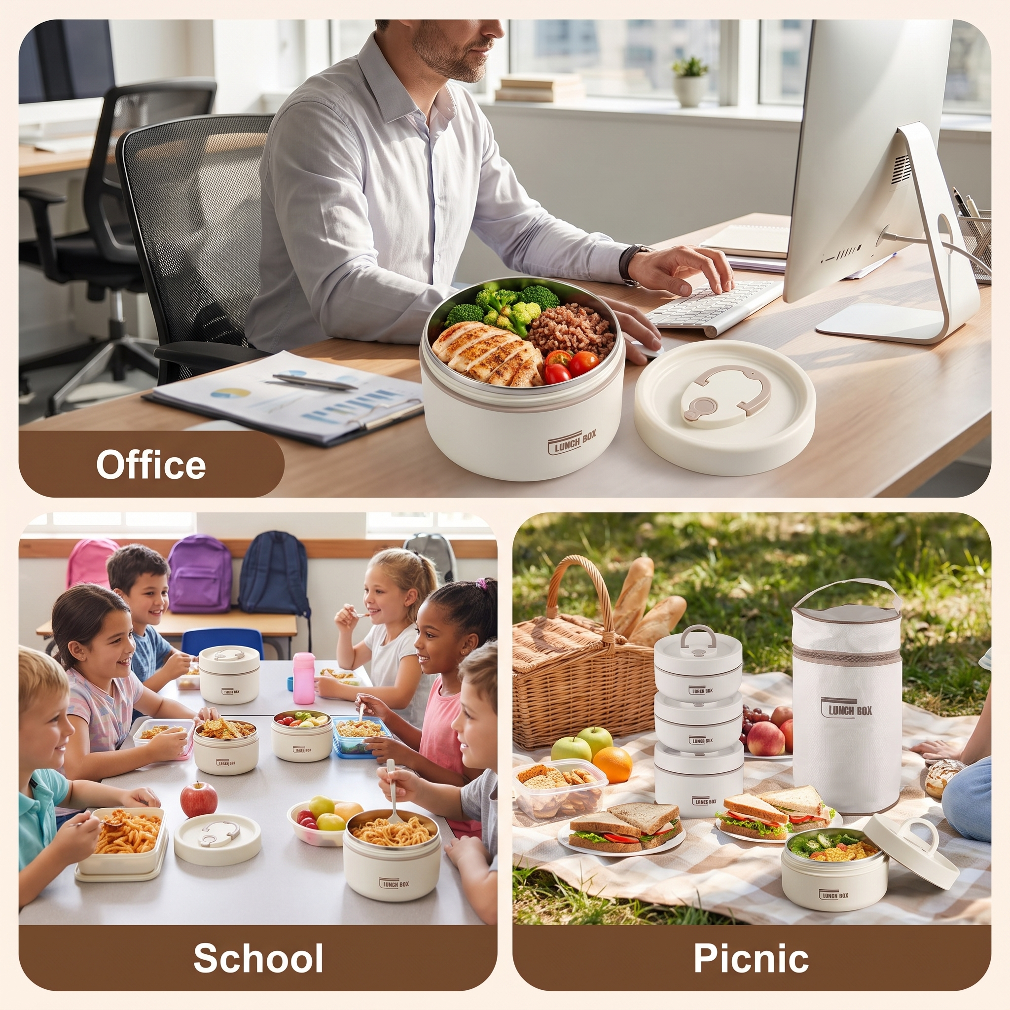 Portable Self-Heating Japanese Thermal Insulation Lunch Box