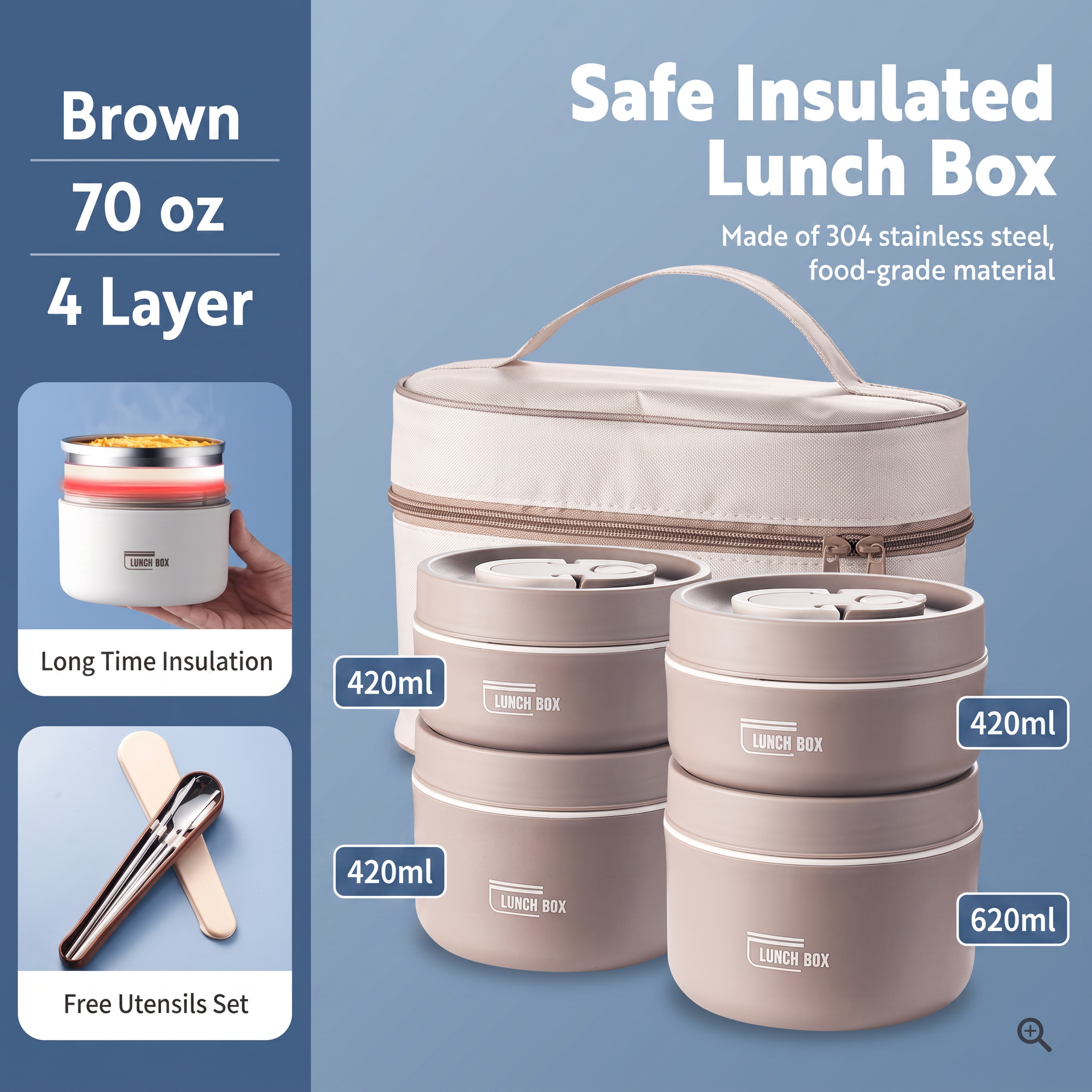 Portable Self-Heating Japanese Thermal Insulation Lunch Box