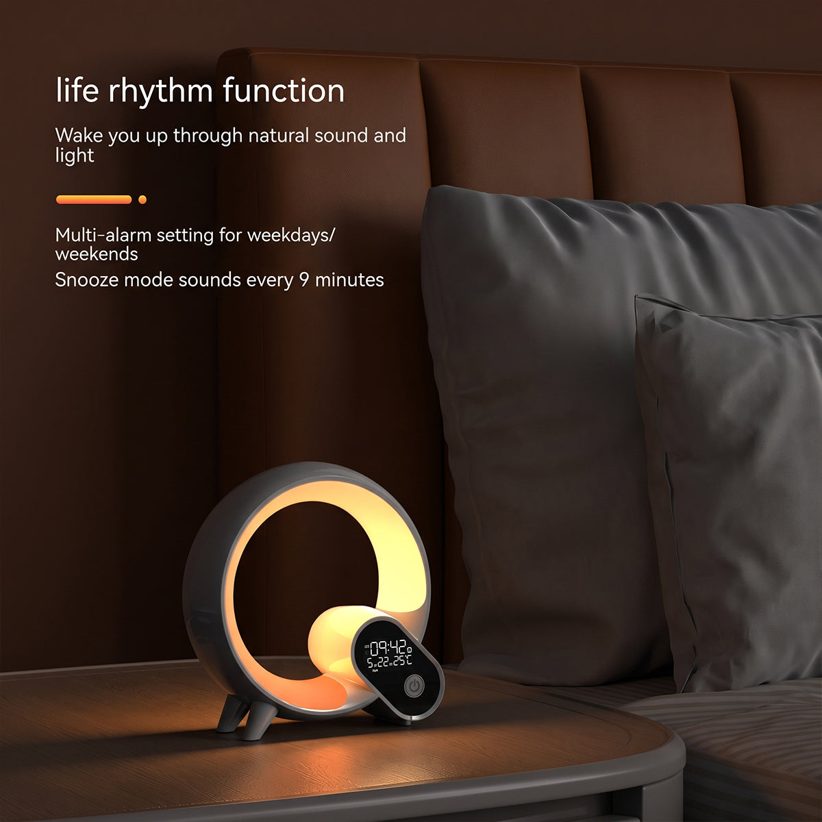 Q Light Sunrise Alarm Clock – Bluetooth Speaker & RGB Night Lamp