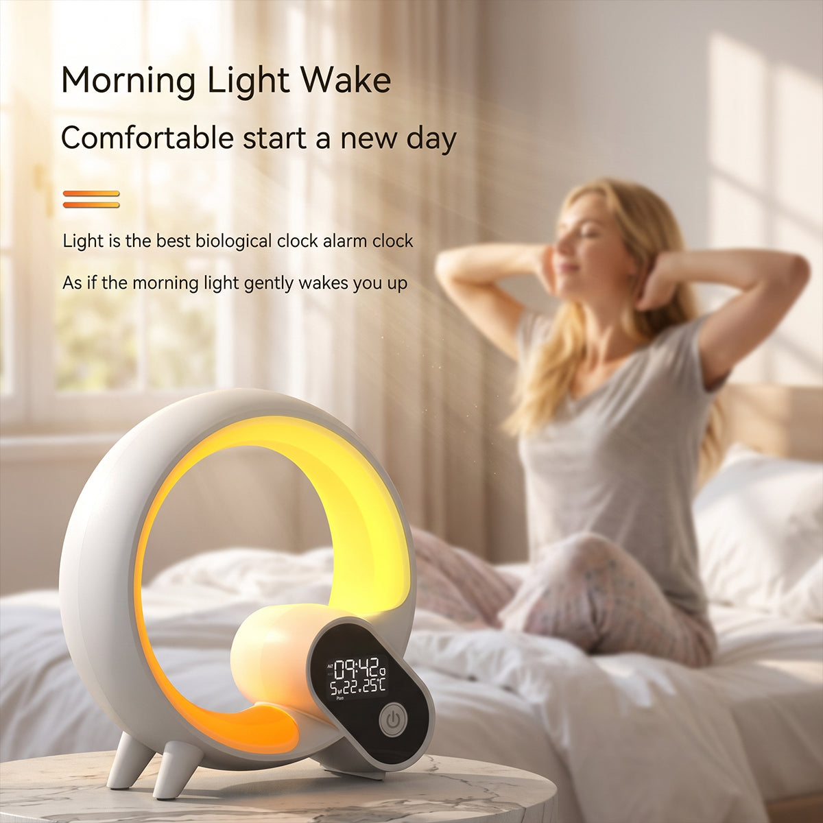 Q Light Sunrise Alarm Clock – Bluetooth Speaker & RGB Night Lamp