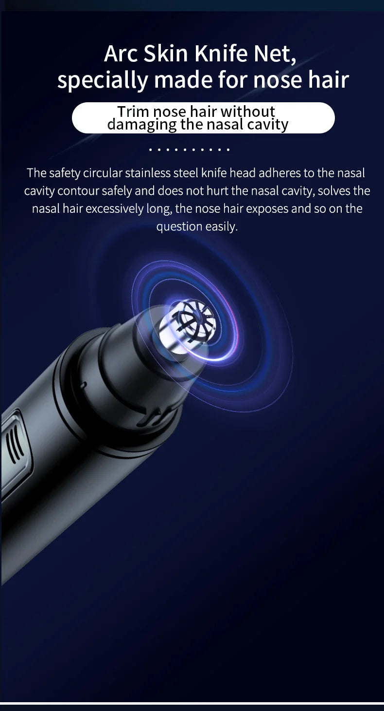 HOMEFISH Men's Electric Nose Hair Trimmer USB Rechargeable Painless Nose Ear Eyebrow Hair Remover Portable Mini Clipper