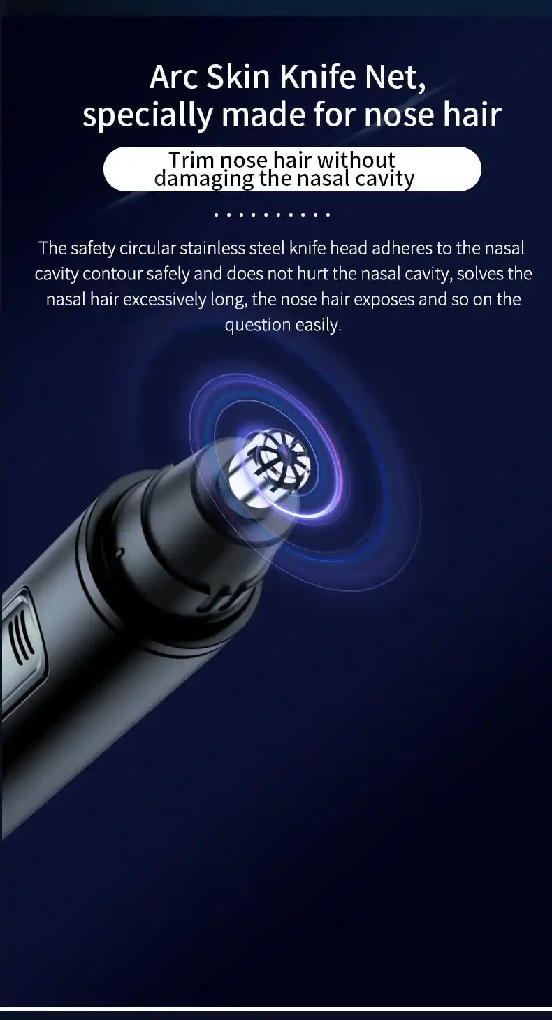HOMEFISH Men's Electric Nose Hair Trimmer USB Rechargeable Painless Nose Ear Eyebrow Hair Remover Portable Mini Clipper