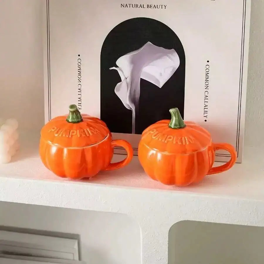 1PC Pumpkin Ceramic Coffee Mug Cute Pumpkin Shaped Fall Tea Cup, Microwave, Halloween Thanksgiving Christmas Gift Home Decor