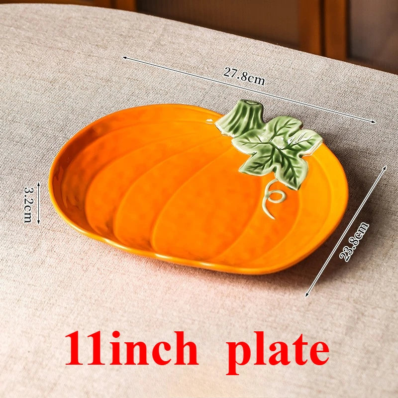 Pumpkin Shaped Plates Thanksgiving Serving Platter Fall Harvest Tray Decoration Salad Dessert Turkey Dish for Thanksgiving Party