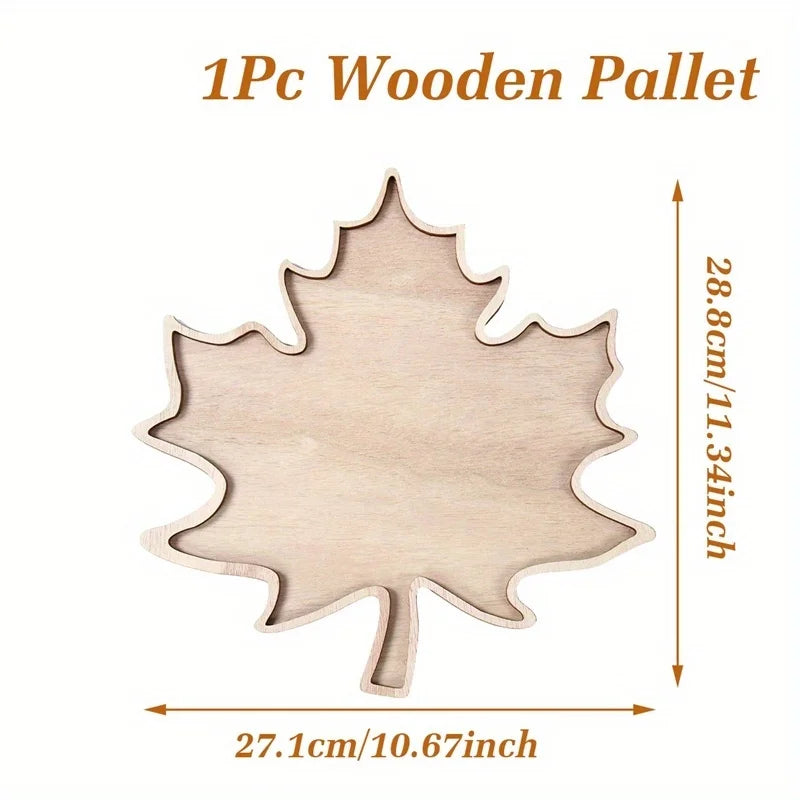 Maple Leaf Tray, Fall Leaf Shaped Wood Serving Platter, Rustic Autumn Decorative Tray for Coffee Table,Thanksgiving & Home Decor