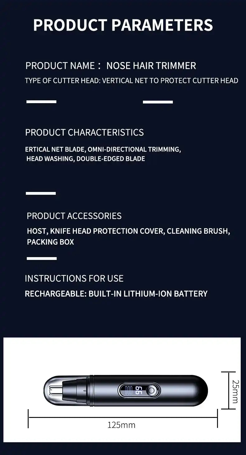 HOMEFISH Men's Electric Nose Hair Trimmer USB Rechargeable Painless Nose Ear Eyebrow Hair Remover Portable Mini Clipper
