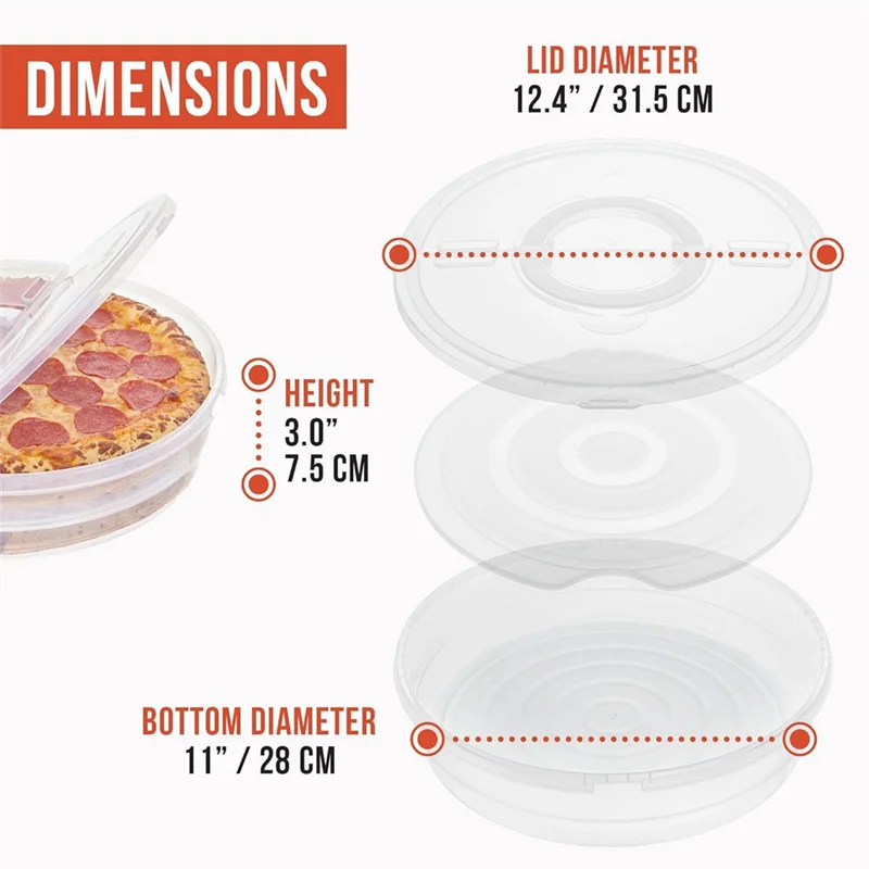 MOPHE-Reusable 12-Inch Pie Carrier With Lid And Divider, 2-Pack Expandable Pizza Storage Container With Handle