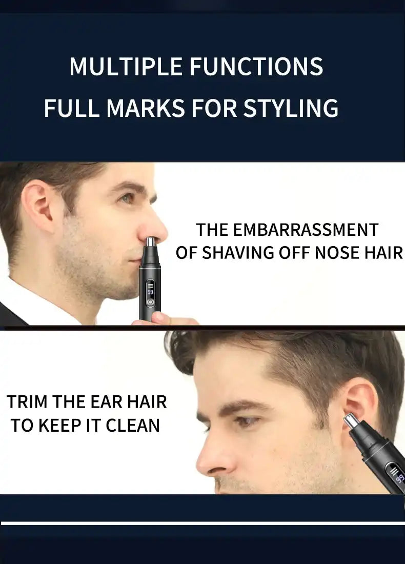 HOMEFISH Men's Electric Nose Hair Trimmer USB Rechargeable Painless Nose Ear Eyebrow Hair Remover Portable Mini Clipper