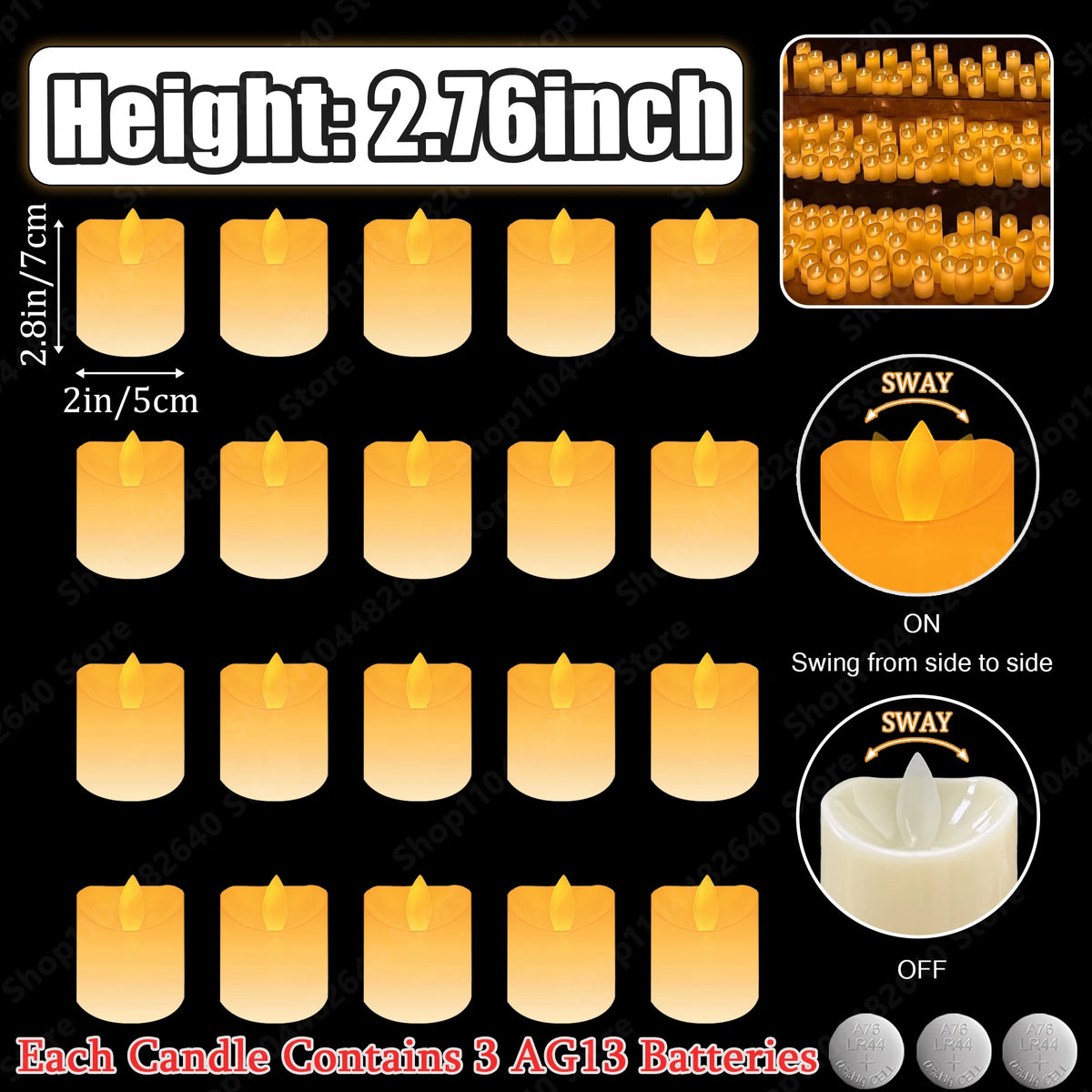 9-72Pcs Flameless Candles Flickering LED Candles Dancing Flames Battrty Operated Wedding Candlelight Concert Dinner Home Decor