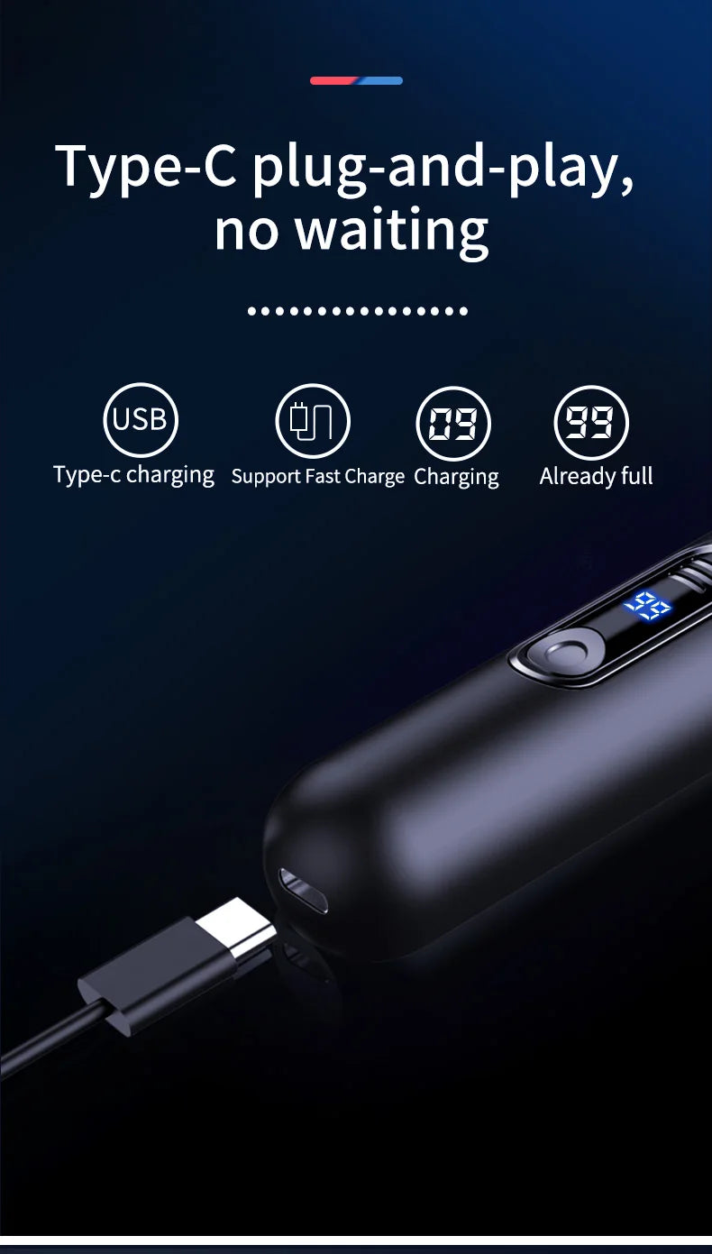 HOMEFISH Men's Electric Nose Hair Trimmer USB Rechargeable Painless Nose Ear Eyebrow Hair Remover Portable Mini Clipper
