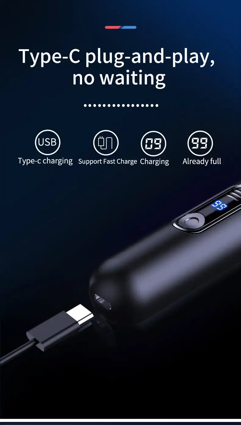 HOMEFISH Men's Electric Nose Hair Trimmer USB Rechargeable Painless Nose Ear Eyebrow Hair Remover Portable Mini Clipper