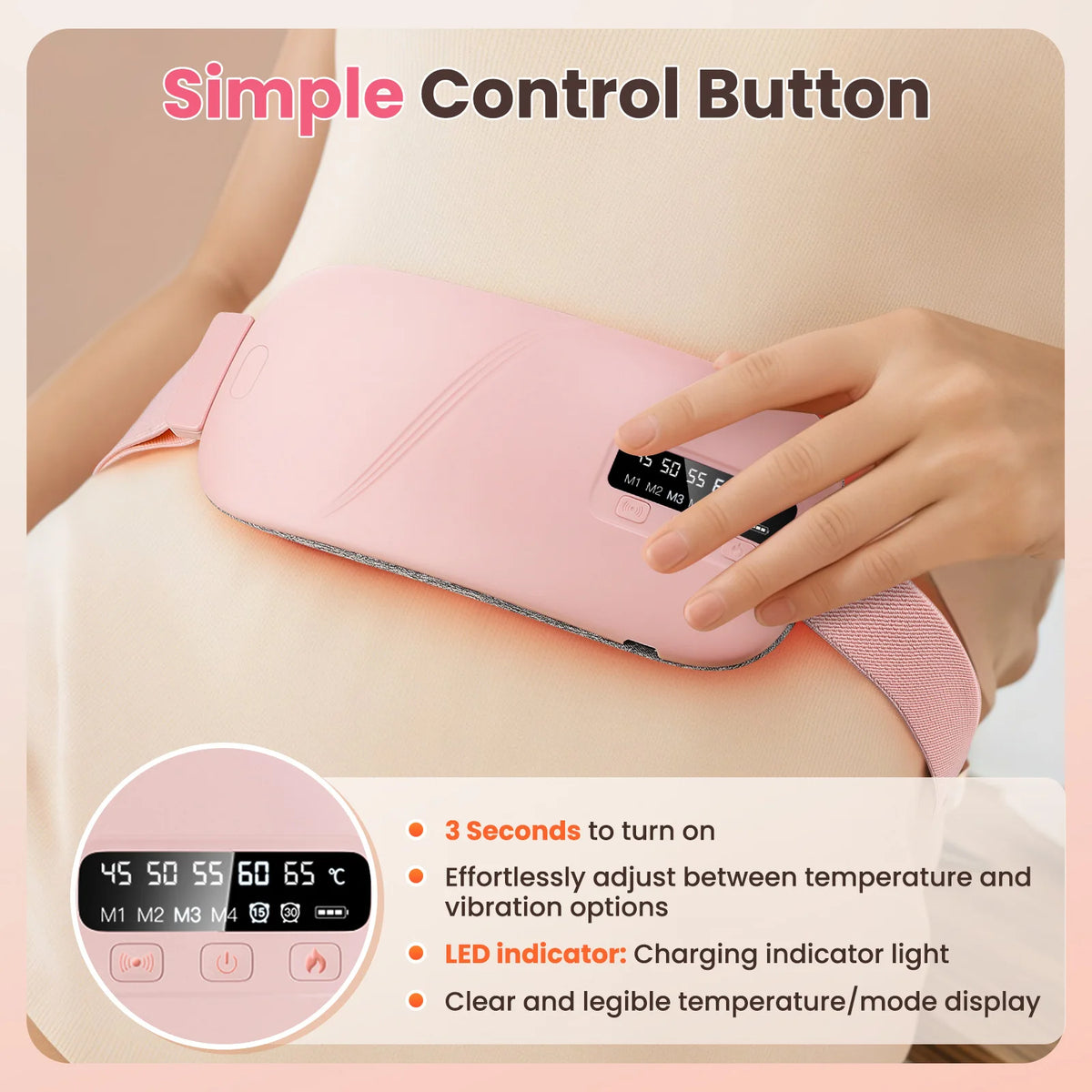 Electric Fast Heating Vibration Waist Massage Belt Smart Warm Palace Women Menstrual Heating Pad for for Cramps Period Relief