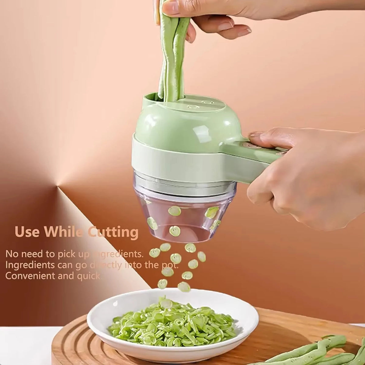 4-in-1 Multifunctional Electric Food Processor Peel Slicer Handheld Wireless Garlic Masher Food Chopper Meat Grinder for Kitchen