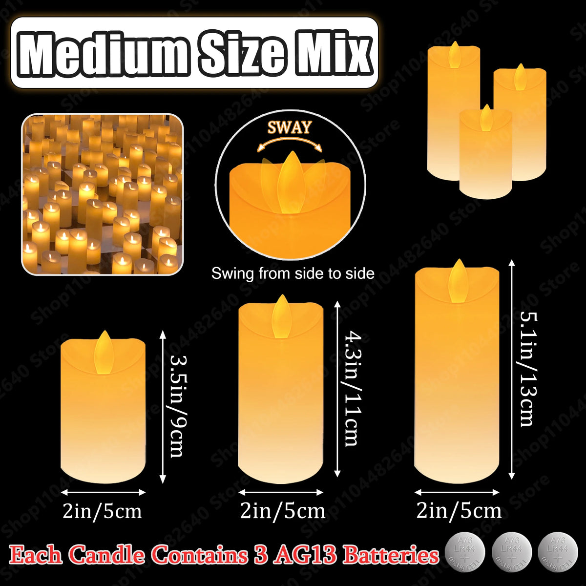 9-72Pcs Flameless Candles Flickering LED Candles Dancing Flames Battrty Operated Wedding Candlelight Concert Dinner Home Decor