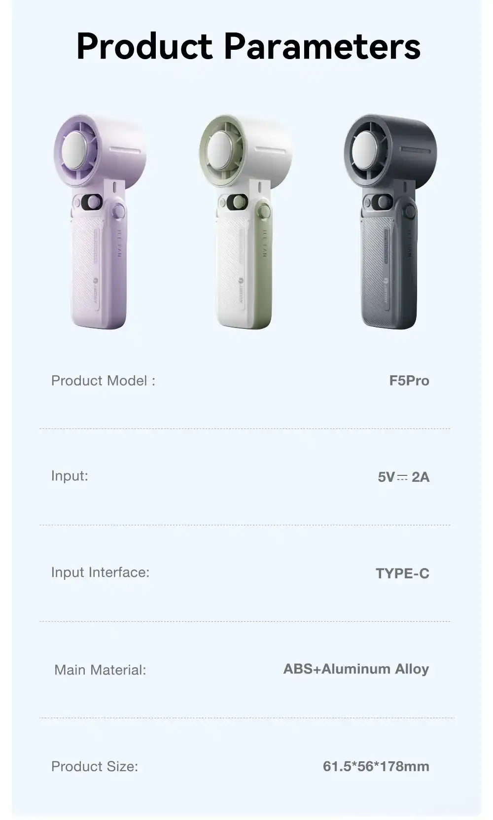 Portable Handheld Turbo Fan with 199 Gear Levels Strong Wind Speed LED Digital Display 135°Foldable 3-in-1 Outdoor Use 8000mAh F