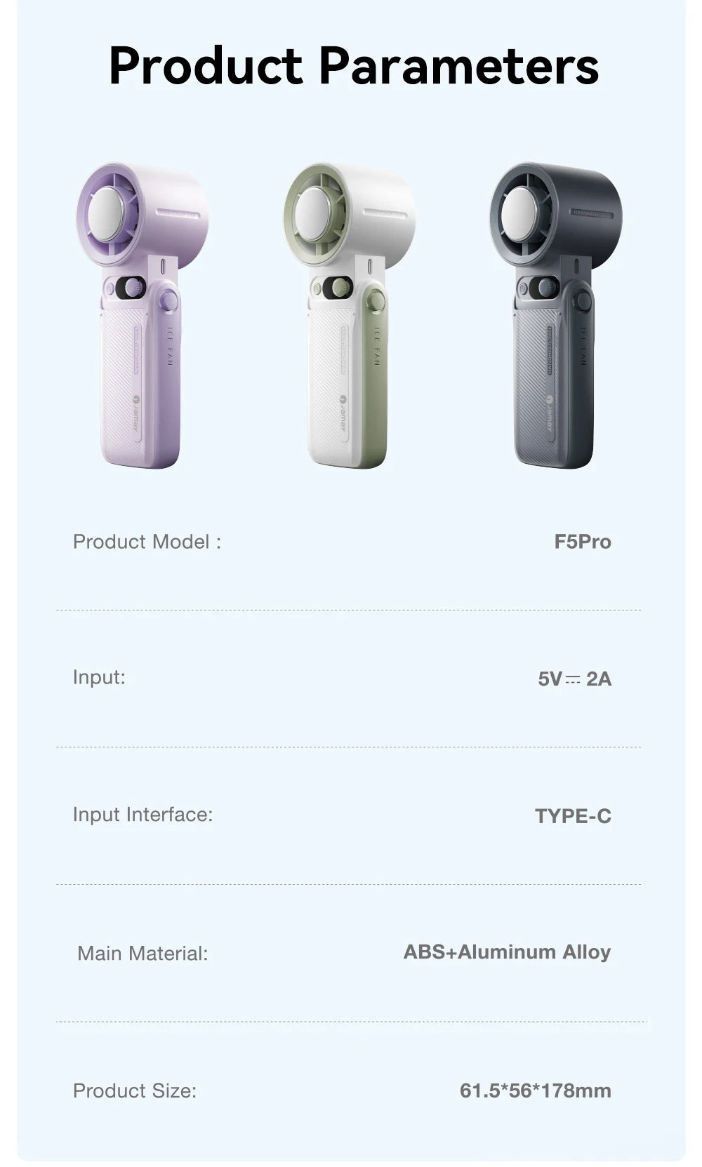 Portable Handheld Turbo Fan with 199 Gear Levels Strong Wind Speed LED Digital Display 135°Foldable 3-in-1 Outdoor Use 8000mAh F