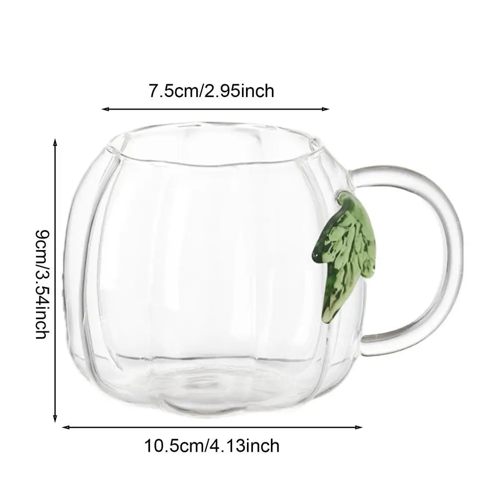 550ml Pumpkin Cup Glass Autumn Pumpkin-Shaped Tea Cup Thanksgiving Glass Tea Mug For Milk Whiskey Water Picnic Home Party