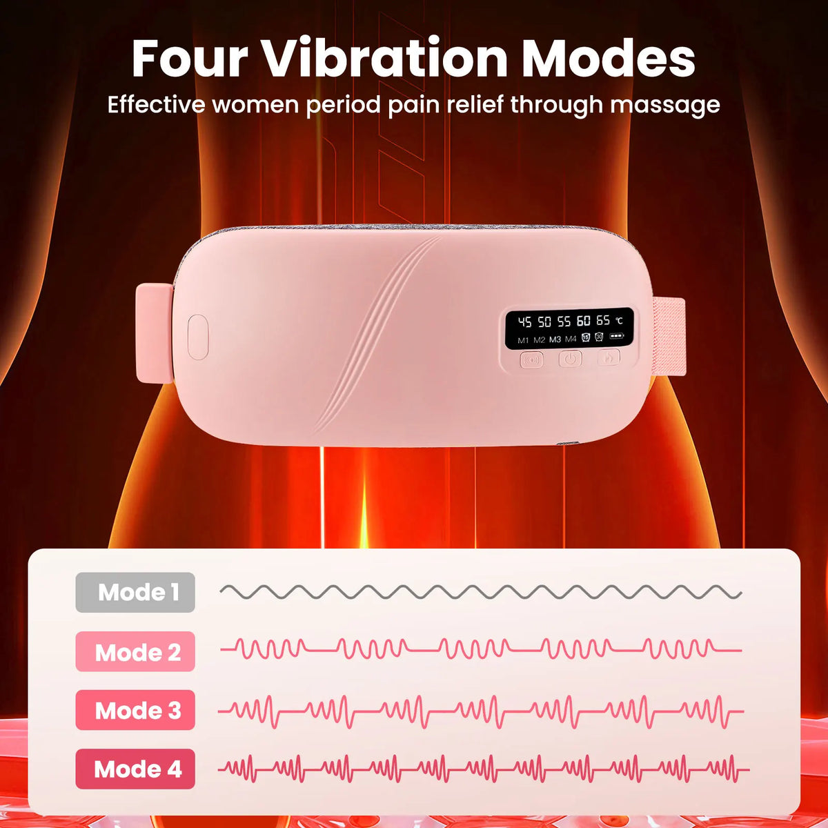 Electric Fast Heating Vibration Waist Massage Belt Smart Warm Palace Women Menstrual Heating Pad for for Cramps Period Relief