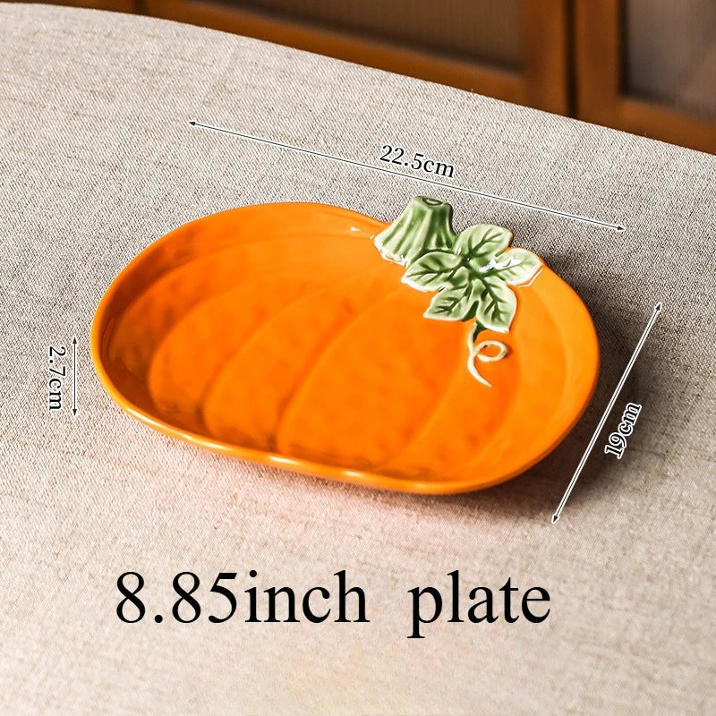 Pumpkin Shaped Plates Thanksgiving Serving Platter Fall Harvest Tray Decoration Salad Dessert Turkey Dish for Thanksgiving Party