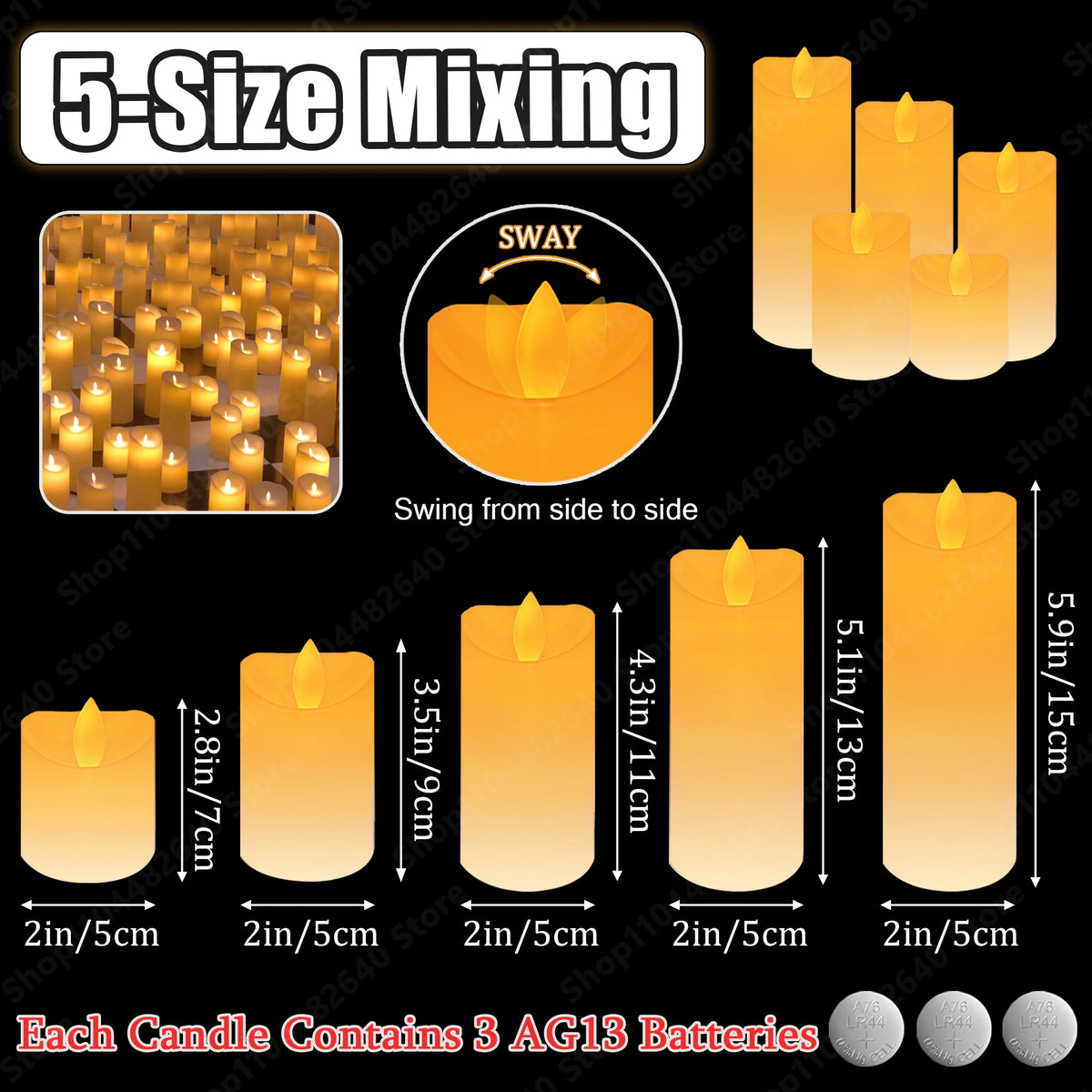 9-72Pcs Flameless Candles Flickering LED Candles Dancing Flames Battrty Operated Wedding Candlelight Concert Dinner Home Decor