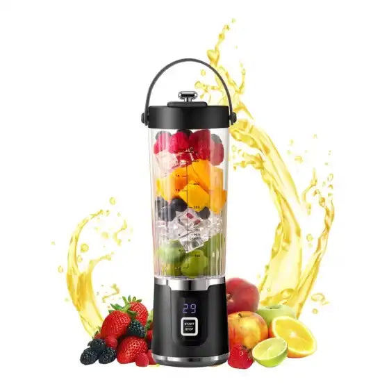 12 Blades Portable USB Charging Juicer, 500ML Mini Personal Blender, Electric Smoothie Juice Maker, Compact Rechargeable Mixer for Shakes, Fruit Vegetable Drinks, Travel Home Office Outdoor Use