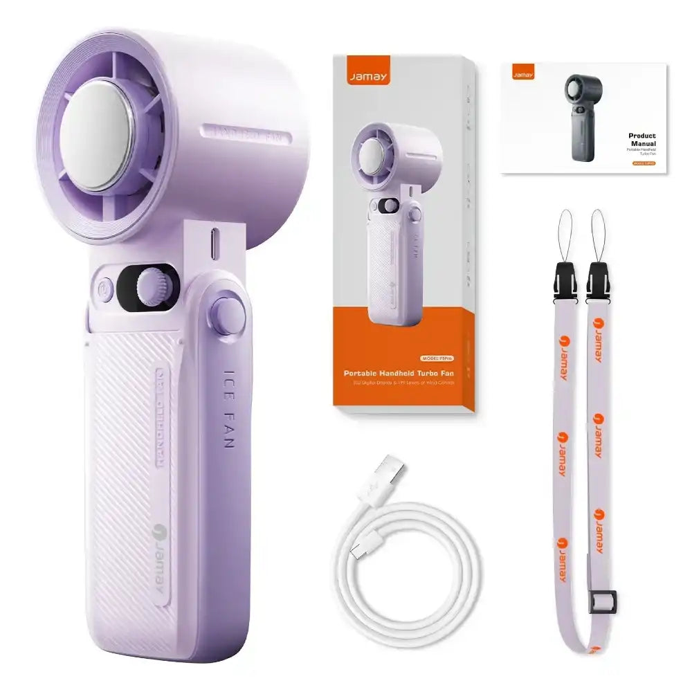Portable Handheld Turbo Fan with 199 Gear Levels Strong Wind Speed LED Digital Display 135°Foldable 3-in-1 Outdoor Use 8000mAh F