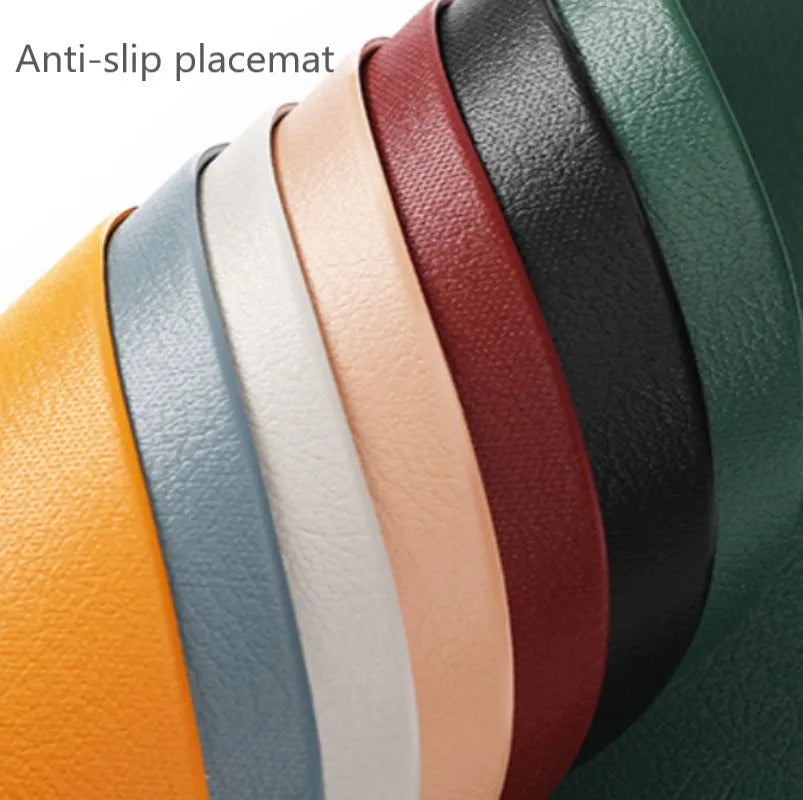 1/4/6sets Cream Placemat and Coaster Set Oil-Proof Waterproof for Kitchen Irregular Shape PU Leather Tables Mats Pad Coffee Shop