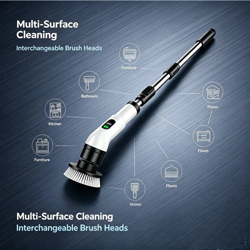 Multipurpose Cleaning Brush  Kitchen Gadgets Hair Brushes Bathroom Broom Toilet Mops Electric Household Cordless Spin Scrubber