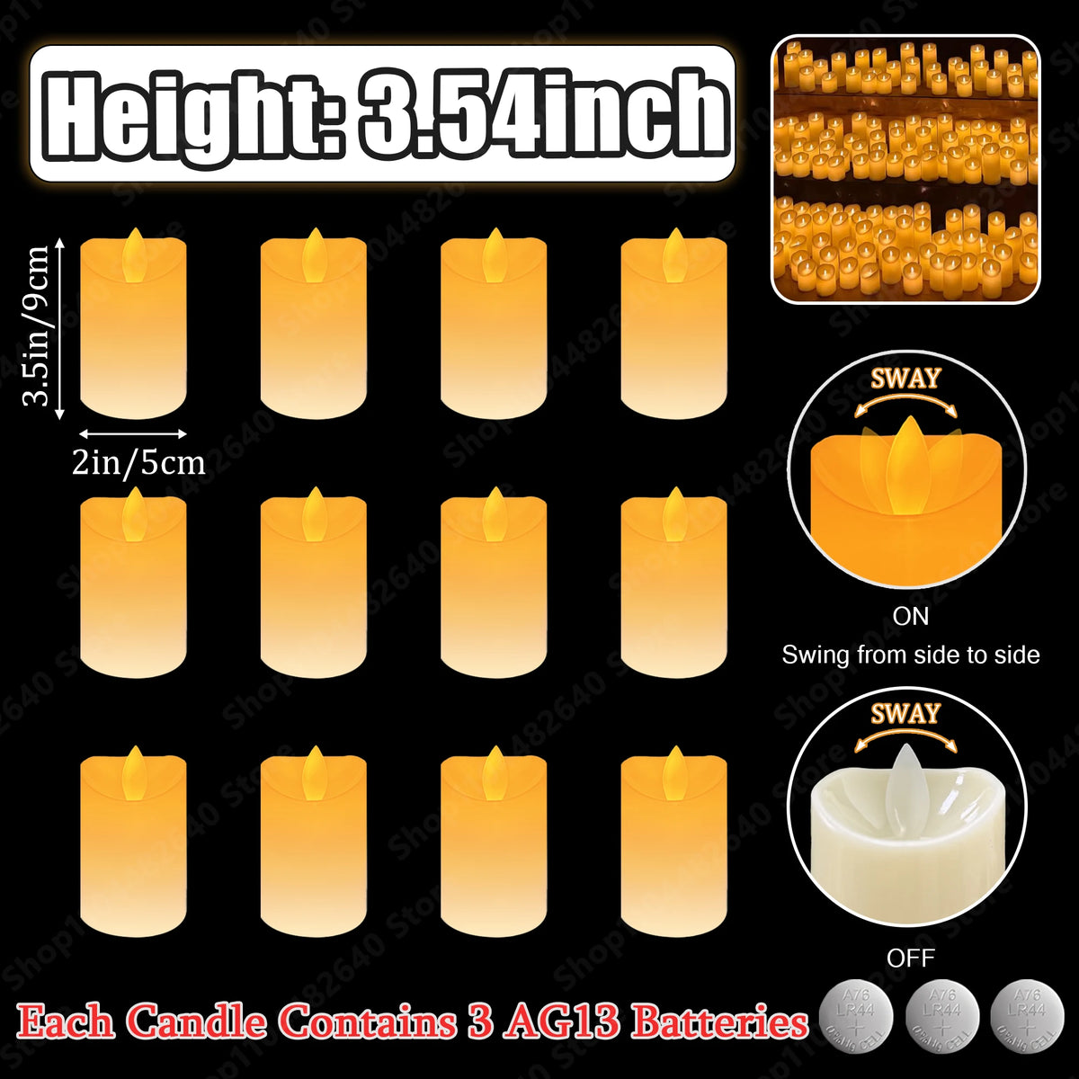 9-72Pcs Flameless Candles Flickering LED Candles Dancing Flames Battrty Operated Wedding Candlelight Concert Dinner Home Decor