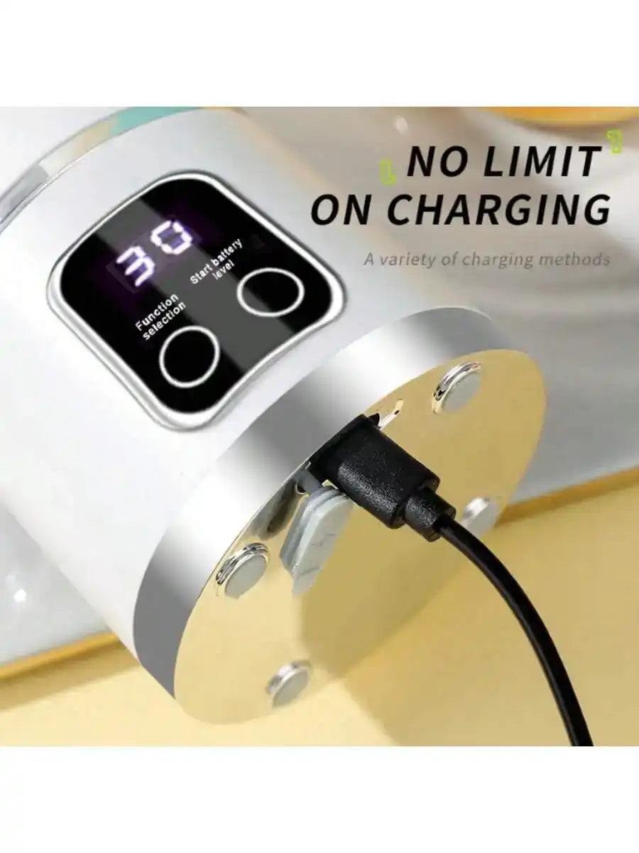 12 Blades Portable USB Charging Juicer, 500ML Mini Personal Blender, Electric Smoothie Juice Maker, Compact Rechargeable Mixer for Shakes, Fruit Vegetable Drinks, Travel Home Office Outdoor Use