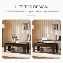 Lit Top Coee Table with Hidden Comparent and Storage Shel, Tabletop Dining Table or Living Room Retion Room, 47.2in L,