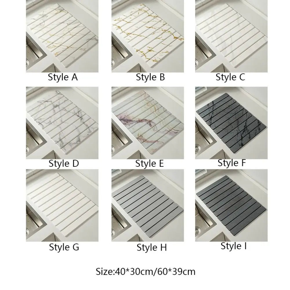 Kitchen Supplies Absorbent Stone Dish Drying Mat Foldable Diatomaceous Dish Drainer Mat Nonslip Placemat Countertop
