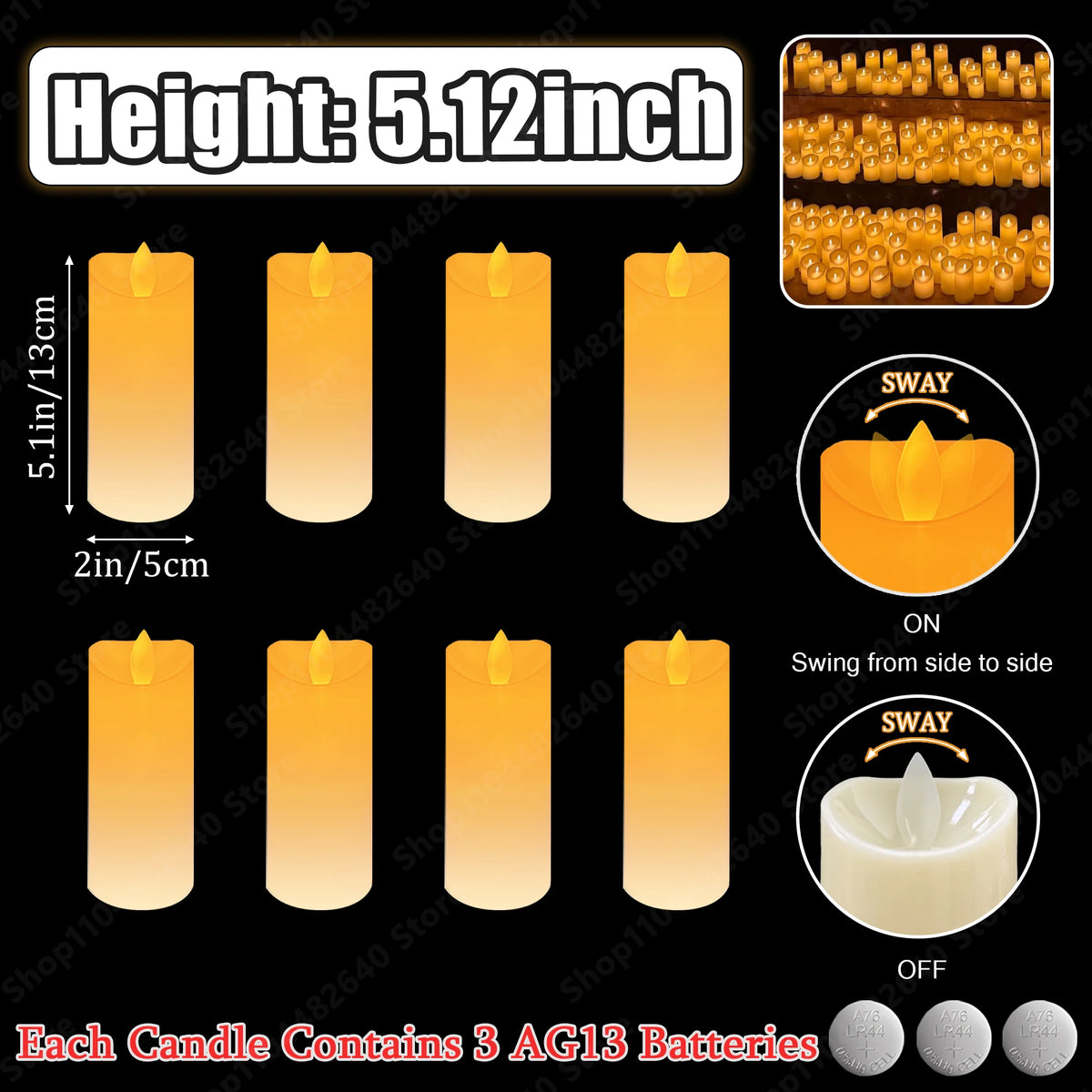 9-72Pcs Flameless Candles Flickering LED Candles Dancing Flames Battrty Operated Wedding Candlelight Concert Dinner Home Decor