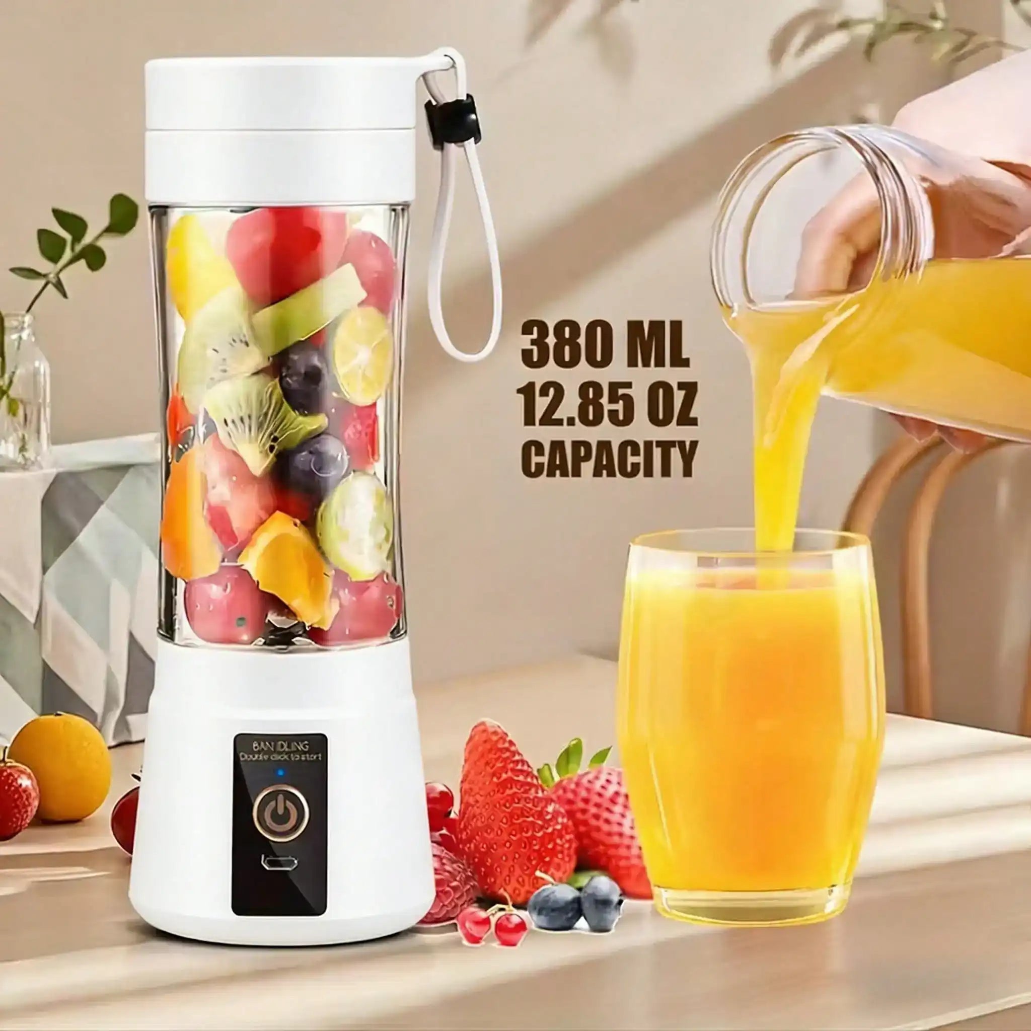12 Blades Portable USB Charging Juicer, 500ML Mini Personal Blender, Electric Smoothie Juice Maker, Compact Rechargeable Mixer for Shakes, Fruit Vegetable Drinks, Travel Home Office Outdoor Use