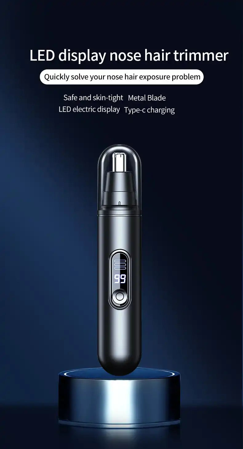 HOMEFISH Men's Electric Nose Hair Trimmer USB Rechargeable Painless Nose Ear Eyebrow Hair Remover Portable Mini Clipper