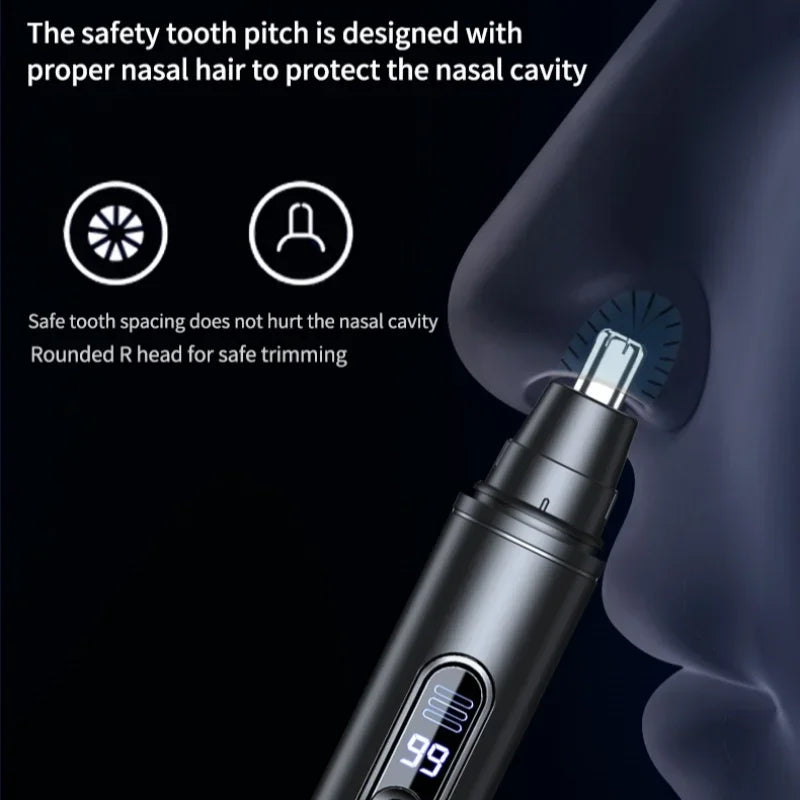 HOMEFISH Men's Electric Nose Hair Trimmer USB Rechargeable Painless Nose Ear Eyebrow Hair Remover Portable Mini Clipper